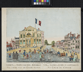 XIII-8 Korte Hoogstraat. Gemeenlandshuis van Schieland met de franse vlag aan top.