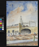 XVII-48-01 Gezicht op de Katshoek met het viadukt bij het Hofplein na het bombardement, gezien uit het noorden.