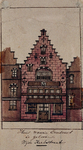 XXV-759-1 Voorgevel van een huis in de Wijde Kerksteeg (geboortehuis van Erasmus).2 tekeningen op één karton: XXV 759-1 ...