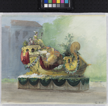 XXXIII-151-00-01-6 31 augustus - 6 september 1898De Kroningsfeesten - 20 ontwerpen voor praalwagens-6: Goden op gouden schip