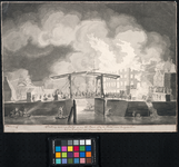 XXXIII-29-1 11 maart 1779, Gezicht op het gebouwencomplex tijdens de brand in de Pottebakkerssteeg