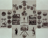 XXXIII-41 1788Openslaande plaat met spotprenten op de strijd tussen Patriotten en prinsgezinden.
