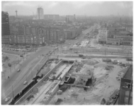 11536 Hoog overzicht Churchillplein vanaf Blaak (gebouw 'Stad Rotterdam') richting Westblaak.