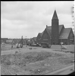 7789 Overzicht van wegwerkzaamheden in centrum van Barendrecht, bij de Bethelkerk.