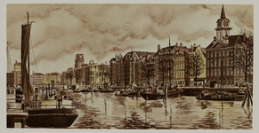1971-541 Prent van de Leuvehaven, met (links) in de verte de Sint Dominicuskerk aan het Steiger, (midden) de ...