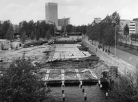 1977-1181 De bouwwekrzaamheden aan de Goudsesingel.Op de achtergrond o.a. het Hofplein.