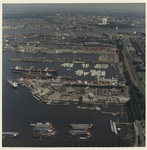 1988-999 Luchtopname van het oostelijk deel van de Waalhaven, met rechts de Waalhaven Oostzijde en een gedeelte van ...