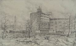 IX-1835-19 Gezicht op de Lombardkade met het grote flatgebouw aan de Goudsesingel hoek de Meent, uit het noordwesten.