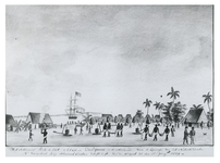 1970-1789 Reproductiefoto van Zeemanstekening. Het eiland Diego Garcia in de Indische Oceaan, waar schipbreukelingen ...