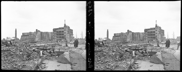 2008-12 Stereofoto. Gezicht op de door het Duitse bombardement van 14 mei 1940 getroffen omgeving van de Hoogstraat en ...