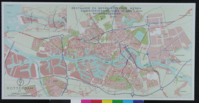 1968-1384-1 Plattegrond van Rotterdam en omgeving met daarop aangetekend de bestaande en geprojecteerde wegen en ...
