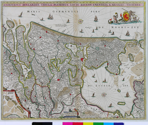 1969-1488 Kaart van het graafschap Holland; linksonder inzetkaart Waddeneilanden