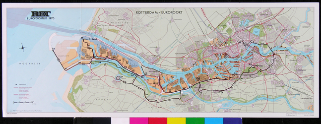 1970-905 Kaart van Rotterdam en omgeving met de route van de RET Europoortrit 1970