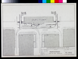 1971-1636 Plattegrond van tramhalten in de Spartastraat voor het Spartastadion