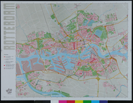 1975-1660 Kaart van Rotterdam en omgeving met de metrolijn naar Hoogvliet met vermelding van parkeervoorzieningen en ...