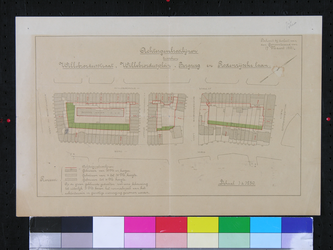 1978-1588 Plattegrond van percelen gelegen tussen Willebrordusstraat, Willebrordusplein, Bergweg en Rodenrijselaan met ...