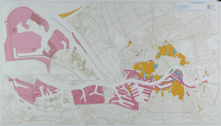 1979-334 Kaart van Rotterdam met een zoneverdeling in het kader van de bouwverordening. Inzet: kaart van de Maasvlakte