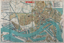 1980-2210 Plattegrond van Rotterdam. Het afgebeelde stadsgebied wordt begrensd door de Waalhaven, de Keilehaven, ...