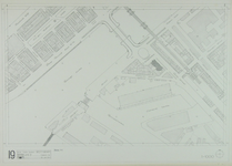 1980-30 Kaart van de binnenstad van Rotterdam, bestaande uit 20 bladen. Blad 19 de Koninginnebrug en het Entrepotgebouw