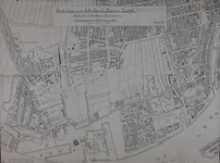 1980-347 Kaart van Rotterdam-West met daarop aangetekend de hoefslagpalen op de Havenstraat, Westzeedijk en ...