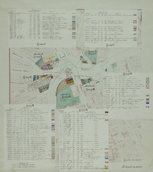 1980-352 Plankaart voor de reconstructie van het Hofplein en omgeving met informatie over de te onteigenen percelen: ...