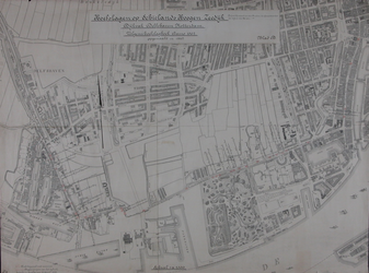1980-362 Kaart van Rotterdam-West met daarop aangetekend de hoefslagpalen op de Mathenesserdijk, Havenstraat, ...