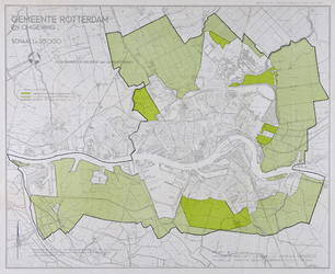 1982-1828 Kaart van Rotterdam en omgeving met aanduiding van landelijke gebieden bij Hoogvliet, IJsselmonde, Kralingen ...