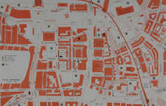 1982-965 Kaart van de binnenstad van Rotterdam waarop de verkeerscirculatie is aangegeven