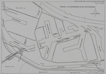 1985-985 Kaart van het Botlekgebied met vermelding van de havennamen en straatnamen
