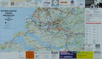 1987-97 Plattegrond van Rotterdam en omgeving met verso een plattegrond van het Eem- en Waalhavengebied