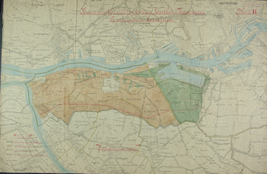 1990-132 Kaart van een uitbreidingsplan voor havens op de Linker Maasoever met aanduiding van de te onteigenen ...