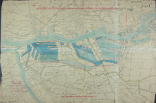 1990-133 Kaart van een uitbreidingsplan voor havens op de Linker Maasoever ter plaatse van de latere Eemhaven en 1e en ...