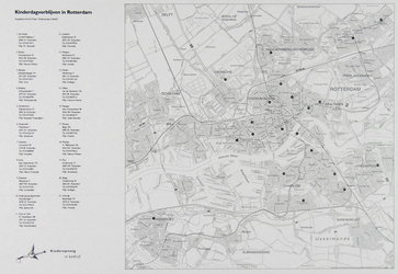 1990-301 Kaart van Rotterdam met vermelding van kinderdagverblijven die zijn aangesloten bij het project Kinderopvang ...