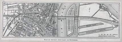 1990-352 Plattegrond van het nieuwe spoorviaduct en de nieuwe bruggen te Rotterdam.