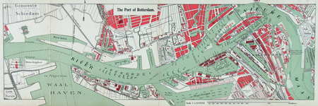 1990-47 Kaart van de havens van Rotterdam. Verso: kaart de Nieuwe Waterweg van zee naar Rotterdam