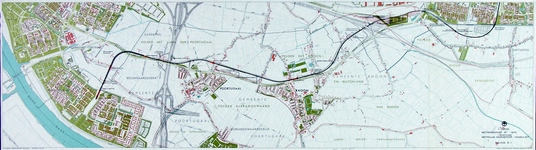 1991-3378-2 Kaart van de metrolijn van Pendrecht naar Hoogvliet langs de Groene Kruisweg