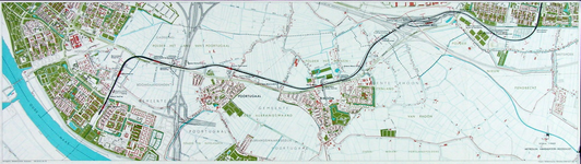 1991-3379-2 Kaart van de metrolijn van Pendrecht naar Hoogvliet langs de Groene Kruisweg