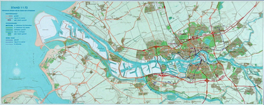 1991-3384 Kaart van Rotterdam en omgeving waarop de uitvoering van de wegenruit en de waterkering per 1 januari 1972 is ...
