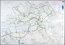 1992-293 Plattegrond van Rotterdam met een overzicht van de transportleidingen van de Drinkwaterleiding. Blad oost: ...