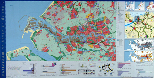 2001-3 Kaart van Rotterdam en de regio en het middendeel van Rotterdam (verso). Diverse deelkaarten