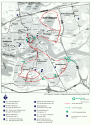 2001-696 Plattegrond met de route van de Marathon Rotterdam 1998
