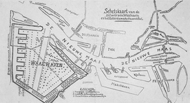 2005-1376 Schetskaart van de Rotterdamse havens en de te graven Waalhaven