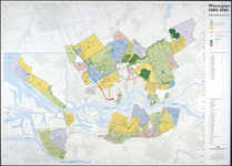 2005-1615 Plattegrond van Rotterdam en omgeving met vermelding van de oppervlaktewateren in de buitenwijken. ...