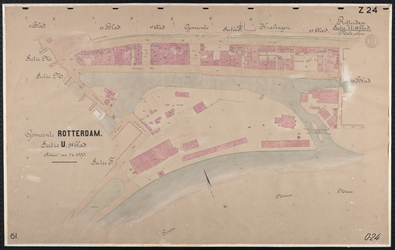 40110-Z24 Kadastrale kaart van Rotterdam, sectie U, 3e blad: rond het Boerengat. Het gebied wordt begrensd door de ...