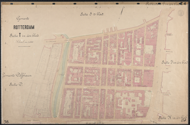 40110-Z4 Kadastrale kaart van Rotterdam, sectie T in een blad: het noordelijke deel van Cool. Het gebied wordt begrend ...