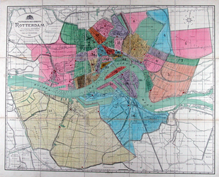 I-134-00-01 Plattegrond van Rotterdam met indeling in 37 wijken.