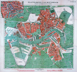 I-187 Plattegrond van Rotterdam. Inzet: plattegrond binnenstad.