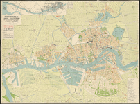 I-204 Plattegrond van Rotterdam en omgeving. Inzet linksboven: kaart van de waterweg van Rotterdam naar zee.