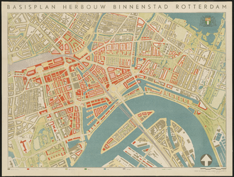 I-215-1A Kaart van het basisplan voor de herbouw van de binnenstad van Rotterdam