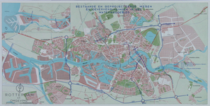 I-258 Plattegrond van Rotterdam en omgeving met daarop aangetekend de bestaande en geprojecteerde wegen en ...